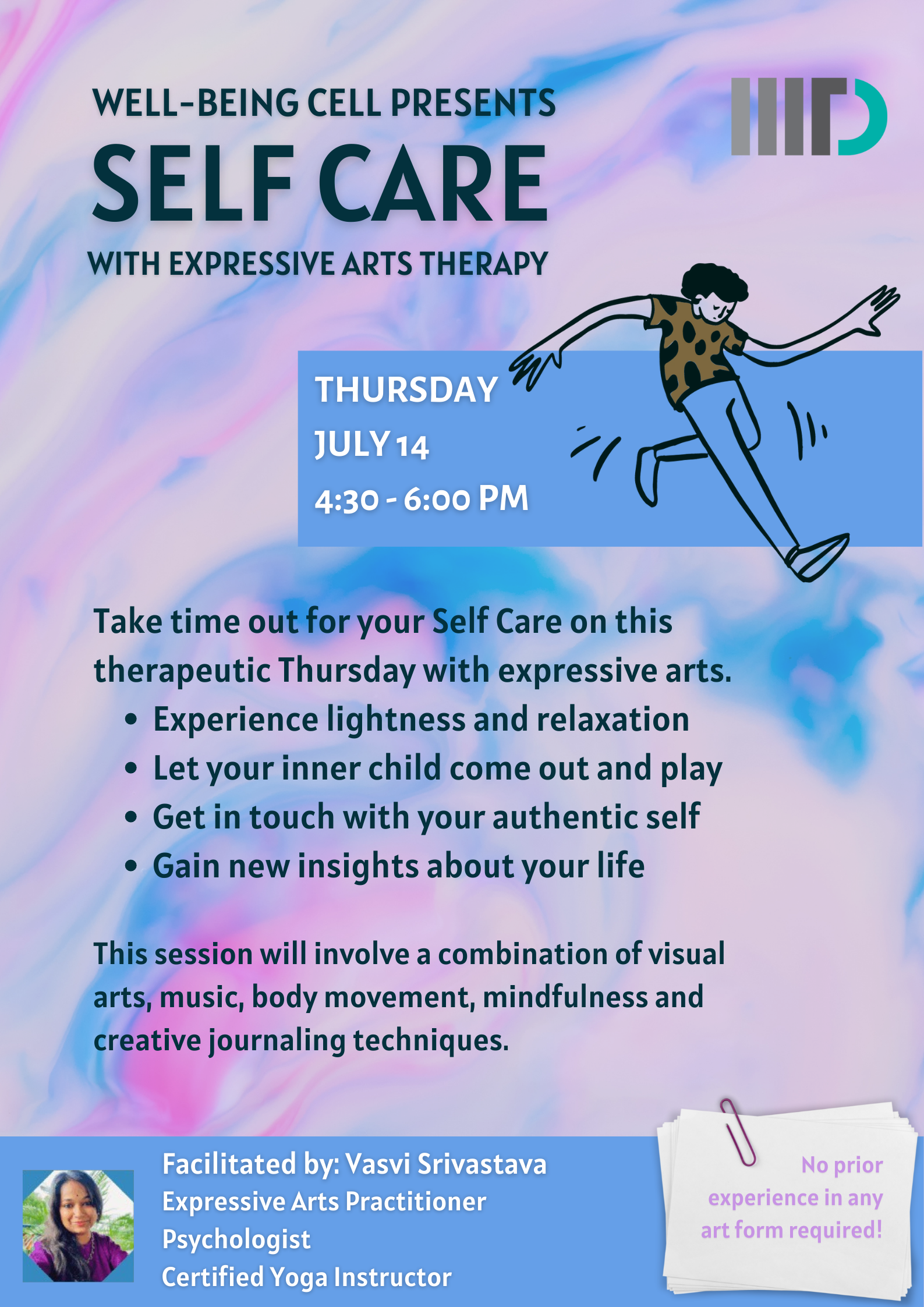 self care expressive art therapy workshop poster